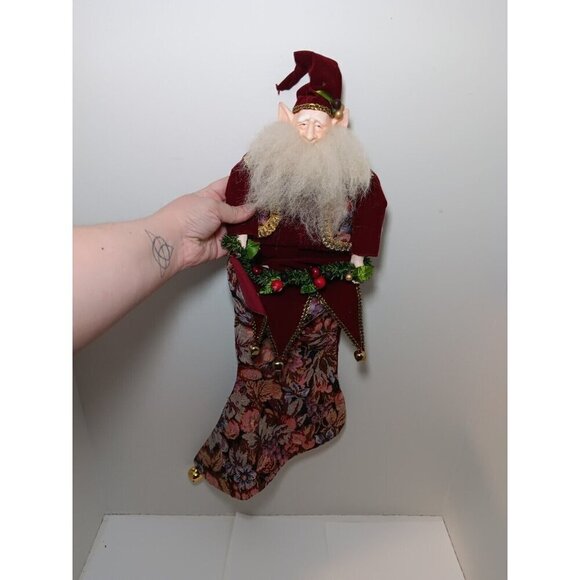Vintage Wayne Kleski Elf -Santa Claus Doll Christmas Stocking 23”  3D Decoration - Picture 1 of 5